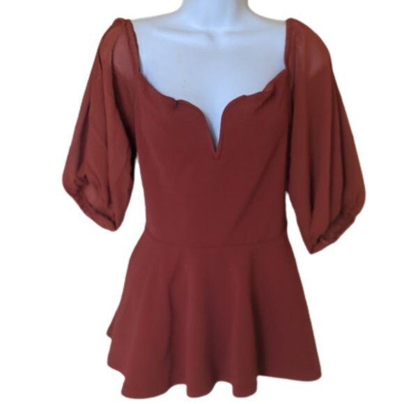 Sweatheart Neckline Peplum Top Blouse 0X Fits14-16 New - Picture 2 of 3